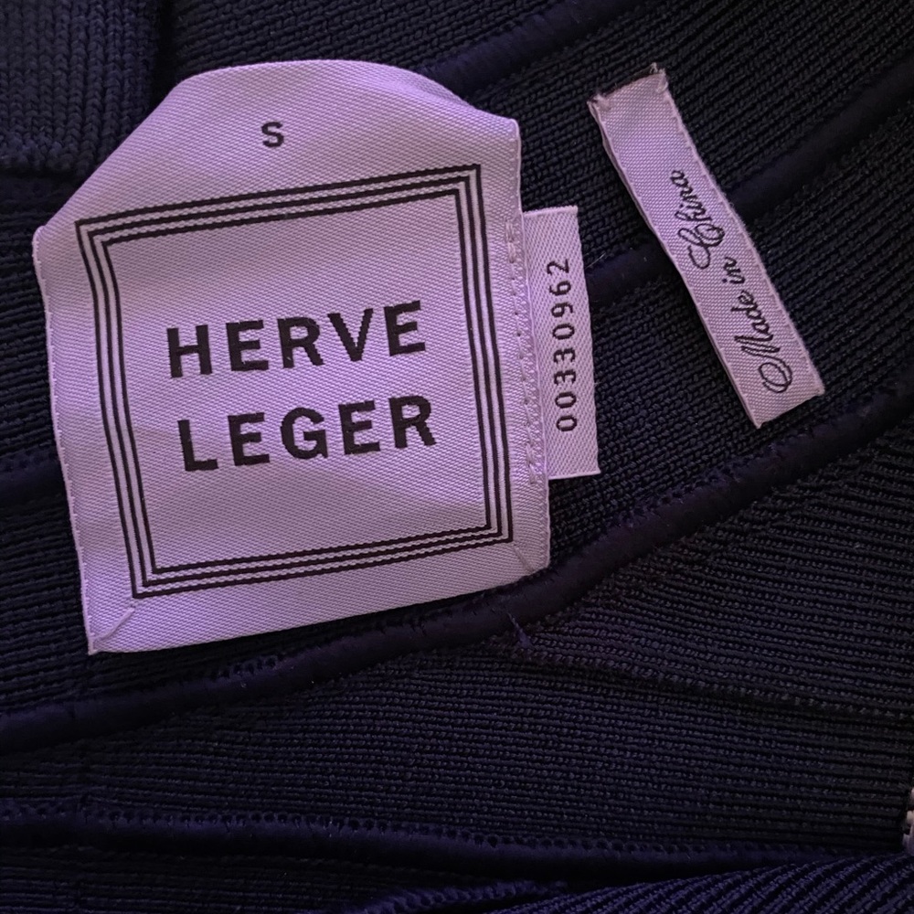 Navy Herve Leger bandage dress